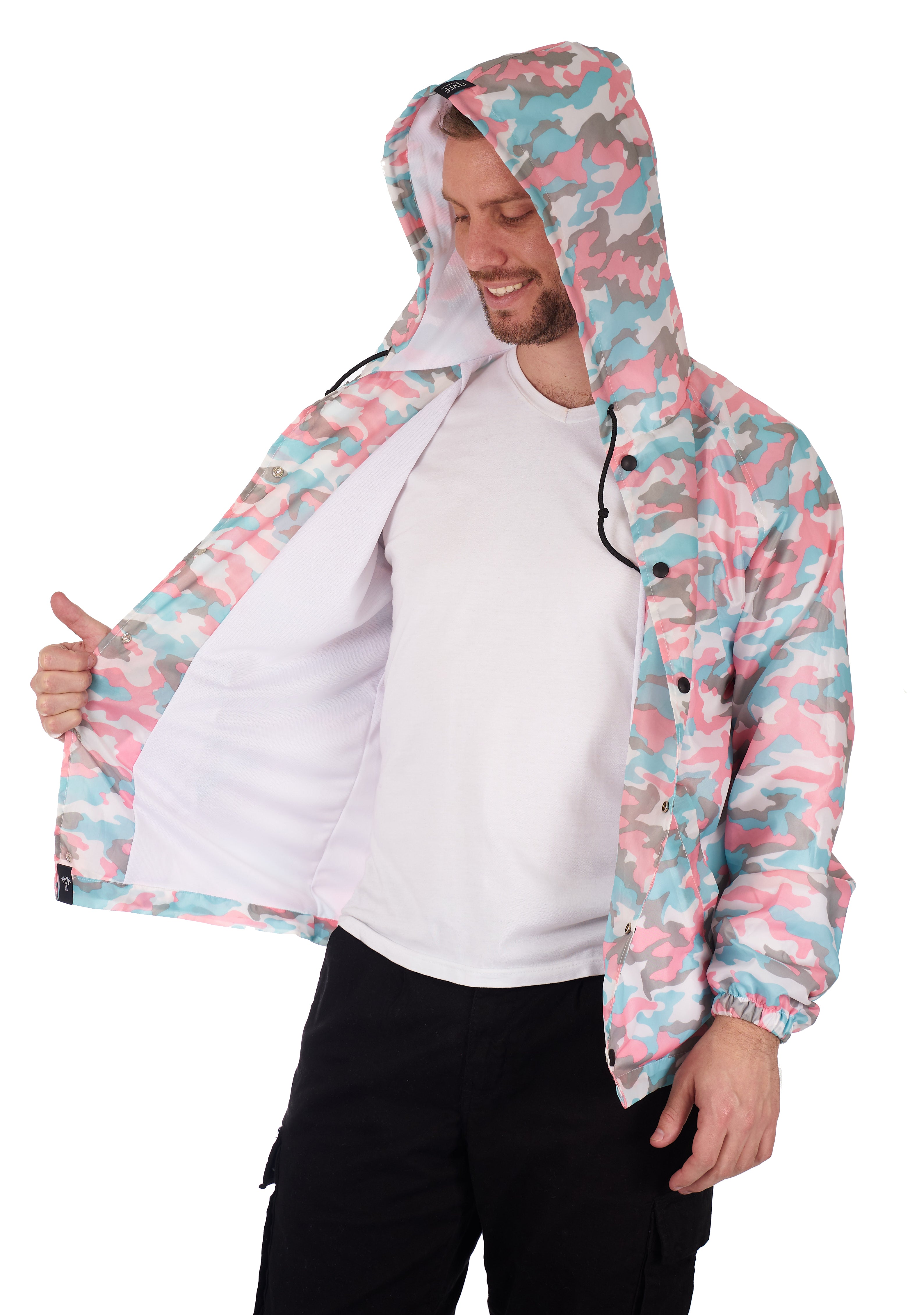 Casaca V-Natural camo pink cortaviento