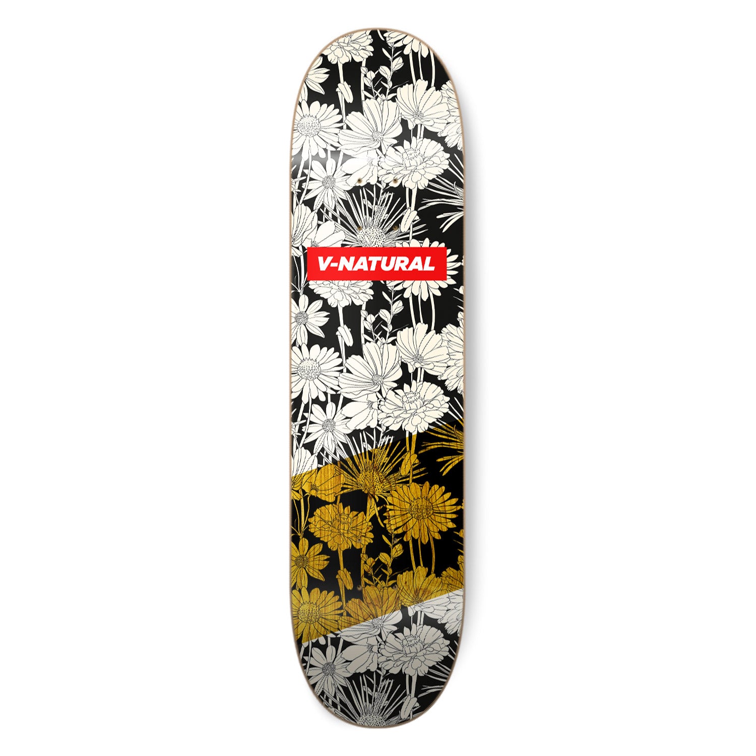 Tabla V-Natural - blk & wht Flower 8'', 8.125", 8.25'', 8.5''