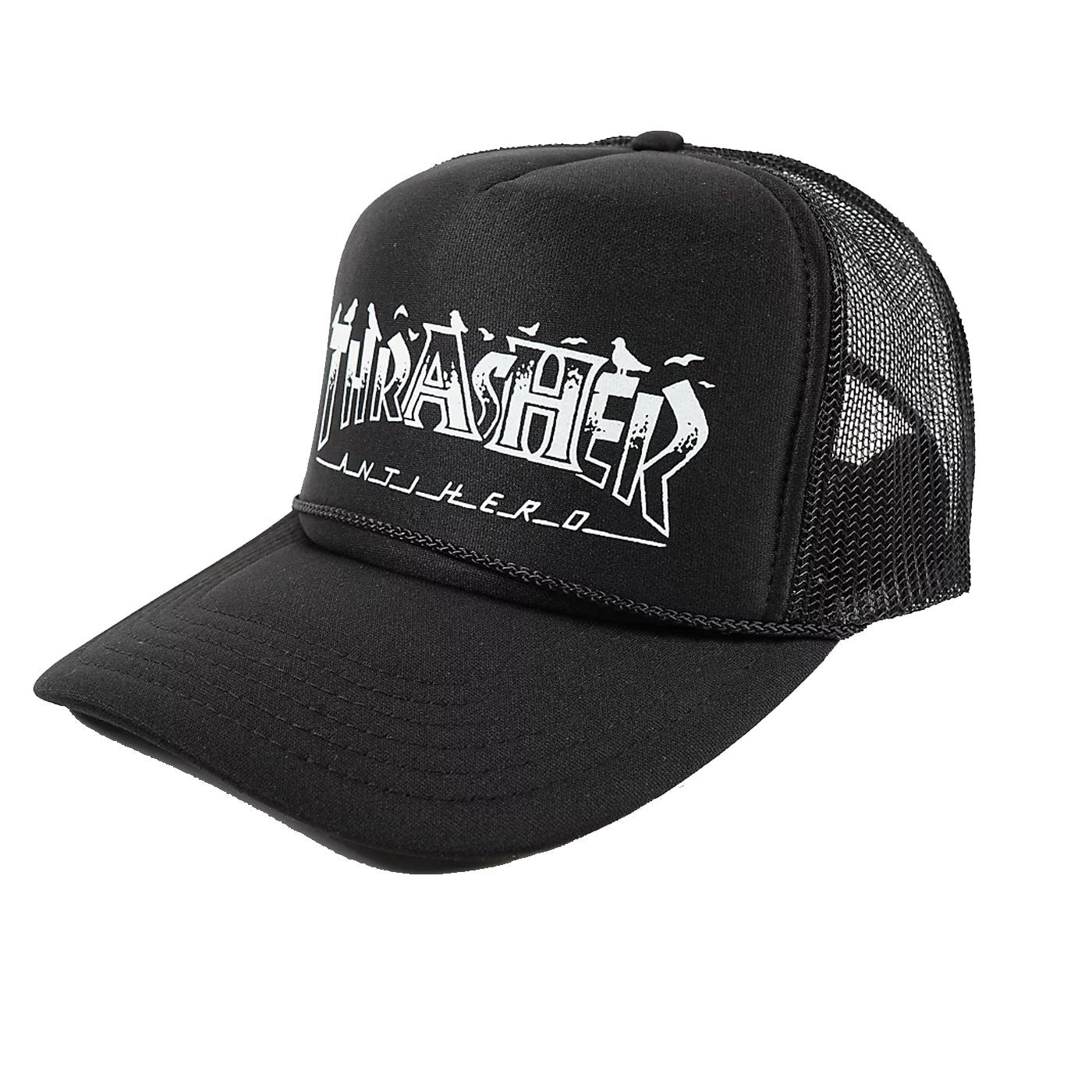 Gorra Thrasher x Antihero Pigeon trucker black