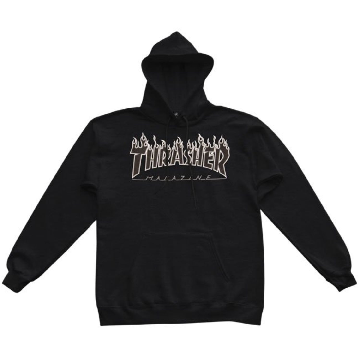 Capucha Thrasher - Flame Logo black/black